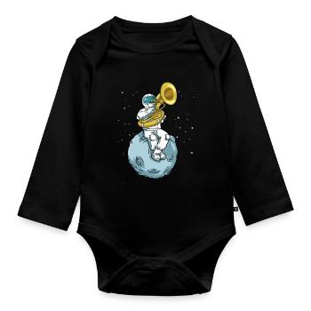 Sousaphone Tshirt Astronaut Brass Band Tuba - Organic Longsleeve Baby Bodysuit - black - Front