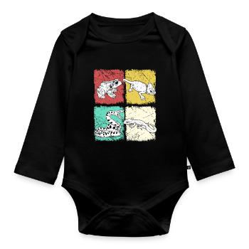 Herpetology shirt snake retro reptiles - Organic Longsleeve Baby Bodysuit - black - Front