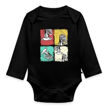 Tuba T-Shirt Sousaphone Brass band Musique Big Band - Body Bébé bio manches longues - noir - Devant