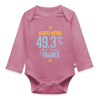 Alerte météo 49.3°C sur toute la France - Body Bébé bio manches longues - mauve - Devant