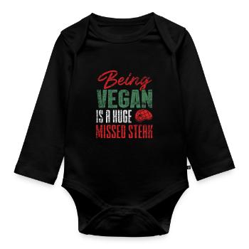 Steak à griller - Body Bébé bio manches longues - noir - Devant
