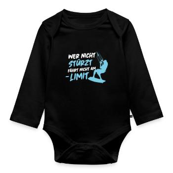 Kitesurfen Surfer Kite Surfen Kiten Surf Geschenk - Baby Bio-Langarm-Body - Schwarz - Vorne