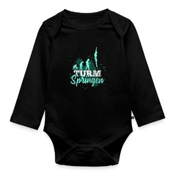 Vintage Wasserspringen Geschenk - Baby Bio-Langarm-Body - Schwarz - Vorne