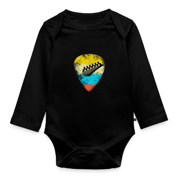 Guitar vintage guitar pick - Organic Longsleeve Baby Bodysuit - black - Front