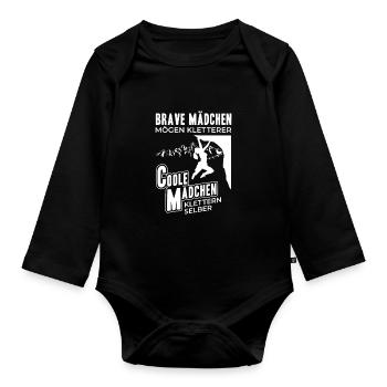 Lustiges Kletterer Geschenk Coole Mädchen Klettern - Baby Bio-Langarm-Body - Schwarz - Vorne