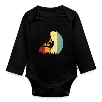 Kletterer Geschenk Bergsteiger Retro Boulder - Baby Bio-Langarm-Body - Schwarz - Vorne