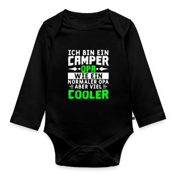 Ich bin ein Camper Opa - Baby Bio-Langarm-Body - Schwarz - Vorne