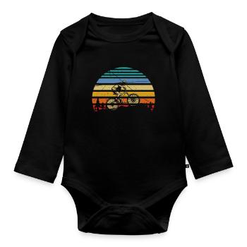MTB Downhill, VTT cycliste, Sports de plein air - Body Bébé bio manches longues - noir - Devant
