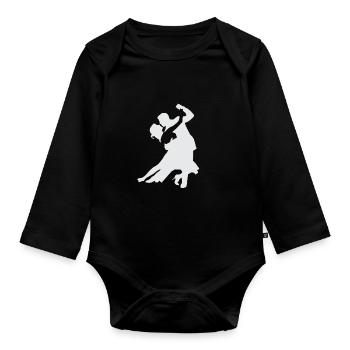 Salsa - silhouette d'un couple dansant - Body Bébé bio manches longues - noir - Devant