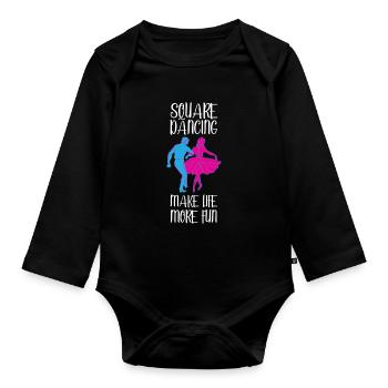 Square Dance - Baby Bio-Langarm-Body - Schwarz - Vorne