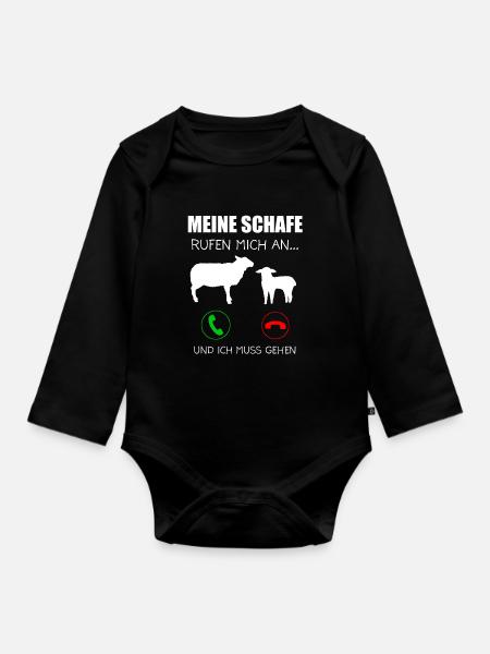 Schaf Schafe Schäfer Geschenk - Baby Bio-Langarm-Body - Schwarz