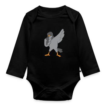 Dove - DAB, dabbing, dabbing, dancing - Organic Longsleeve Baby Bodysuit - black - Front
