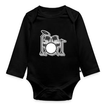Schlagzeuger Schlagzeug - Baby Bio-Langarm-Body - Schwarz - Vorne