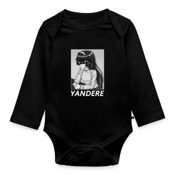 Yandere Anime Japan Manga Girl Comic Cute - Organic Longsleeve Baby Bodysuit - black - Front