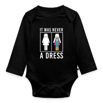 It Was Never A Dress Toilette Kleid WC Schild - Organic Longsleeve Baby Bodysuit - black - Front