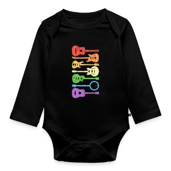 Guitare guitare guitariste vintage rétro - Body Bébé bio manches longues - noir - Devant