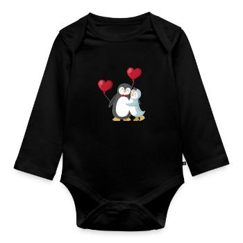 Amour de pingouin - Body Bébé bio manches longues - noir - Devant