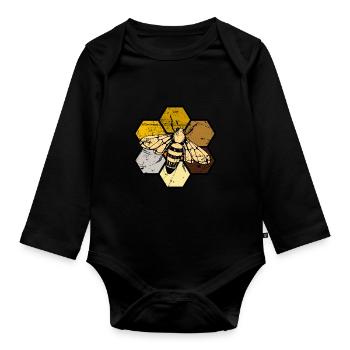 Abeille miel abeille apiculteur miel cadeau - Body Bébé bio manches longues - noir - Devant