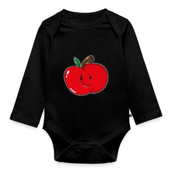 Apple fruit fruit - Organic Longsleeve Baby Bodysuit - black - Front