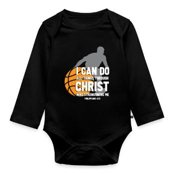 Club de sport de basket-ball Jesus - Body Bébé bio manches longues - noir - Devant