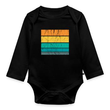 Rétro rétro arrière arrière carré symbole - Body Bébé bio manches longues - noir - Devant