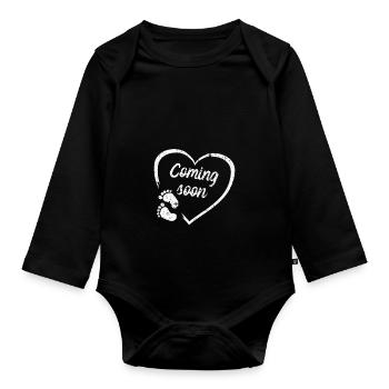 Drôle de grossesse enceinte cadeau parents - Body Bébé bio manches longues - noir - Devant