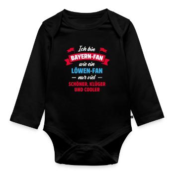 ICH BIN BAYERN FAN | FUSSBALL | GESCHENK - Baby Bio-Langarm-Body - Schwarz - Vorne
