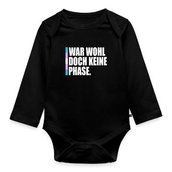 LGBT Doch keine Phase Gay Pride Transgender CSD - Baby Bio-Langarm-Body - Schwarz - Vorne