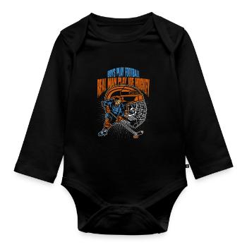 Boys Play Football Men Play Ice Hockey - Organic Longsleeve Baby Bodysuit - black - Front