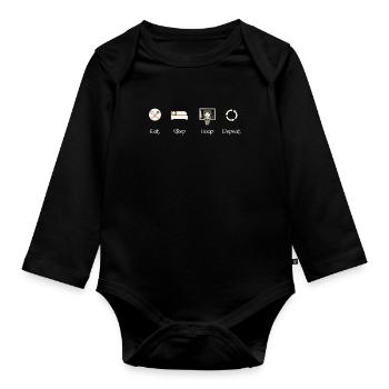Basketball Eat Sleep Hoop Repeat - Body Bébé bio manches longues - noir - Devant