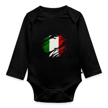 Drapeau Italie - Body Bébé bio manches longues - noir - Devant