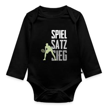 Tennis Spiel Satz Sieg - Baby Bio-Langarm-Body - Schwarz - Vorne