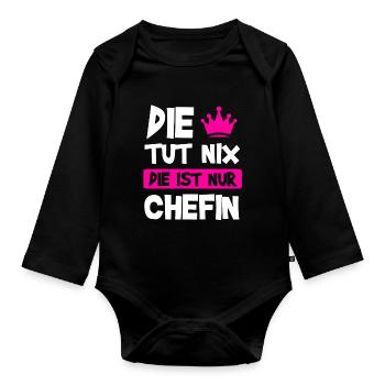 Chefin Chef Vorgesetzte Geschenk - Baby Bio-Langarm-Body - Schwarz - Vorne