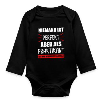 Praktikant Praktikum Praktikanten Geschenk - Baby Bio-Langarm-Body - Schwarz - Vorne