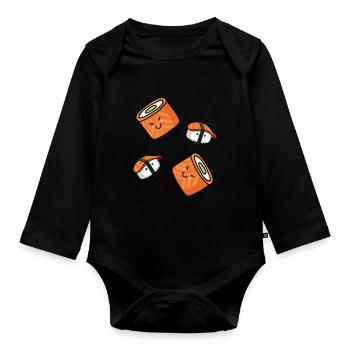 Sushi Bad Funny Design for Japan Fans - Organic Longsleeve Baby Bodysuit - black - Front