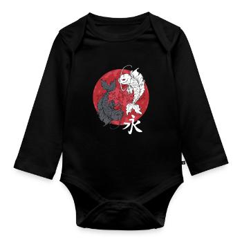 Japanese Koi Ornamental Fish Pond Japan Fish Gift - Organic Longsleeve Baby Bodysuit - black - Front