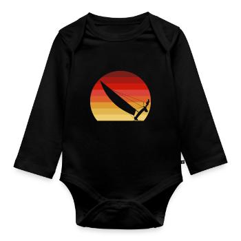 Catamaran in the sunset - Organic Longsleeve Baby Bodysuit - black - Front