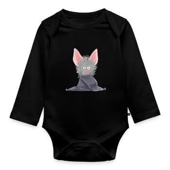 Fledermaus Nachtschwärmer Blutsauger Wildtier Baby - Baby Bio-Langarm-Body - Schwarz - Vorne