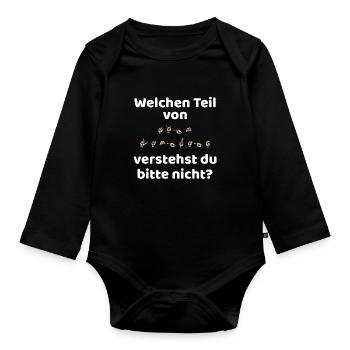 Gebärdensprache ASL American Sign Language - Baby Bio-Langarm-Body - Schwarz - Vorne