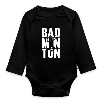 badminton - Organic Longsleeve Baby Bodysuit - black - Front