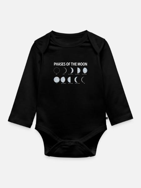 Mondphasen - Baby Bio-Langarm-Body - Schwarz