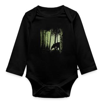 Tapir silhouette in | Twilight forest - Organic Longsleeve Baby Bodysuit - black - Front