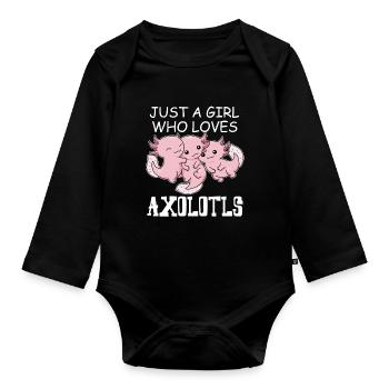 Axolotl Shirt Mädchen Unterwasserlebewesen Axolotl - Baby Bio-Langarm-Body - Schwarz - Vorne