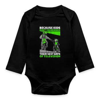 Father son motocross mx motocross rider gift - Organic Longsleeve Baby Bodysuit - black - Front