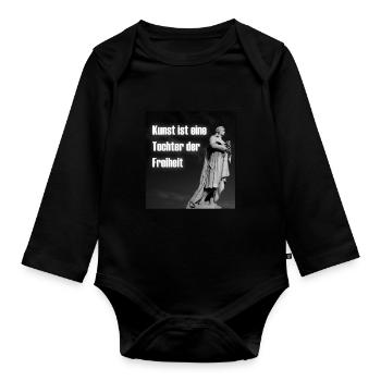 Schiller Zitat | Kunst Tochter Freiheit | Dichter - Baby Bio-Langarm-Body - Schwarz - Vorne