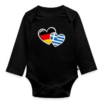L'AMOUR DES DRAPEAUX GREC ALLEMAND AMOUR - Body Bébé bio manches longues - noir - Devant