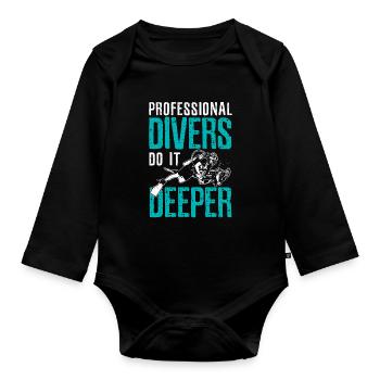 Professional diver - Organic Longsleeve Baby Bodysuit - black - Front