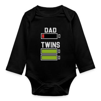 Dad Twins - Organic Longsleeve Baby Bodysuit - black - Front