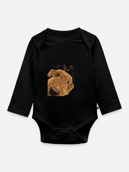 Airedale Terrier Hund - Baby Bio-Langarm-Body - Schwarz