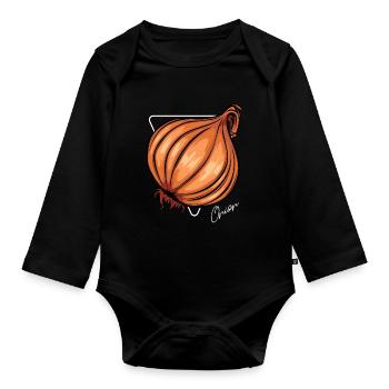 Trendy Onion Cool Gemüse Zwiebeln - Baby Bio-Langarm-Body - Schwarz - Vorne